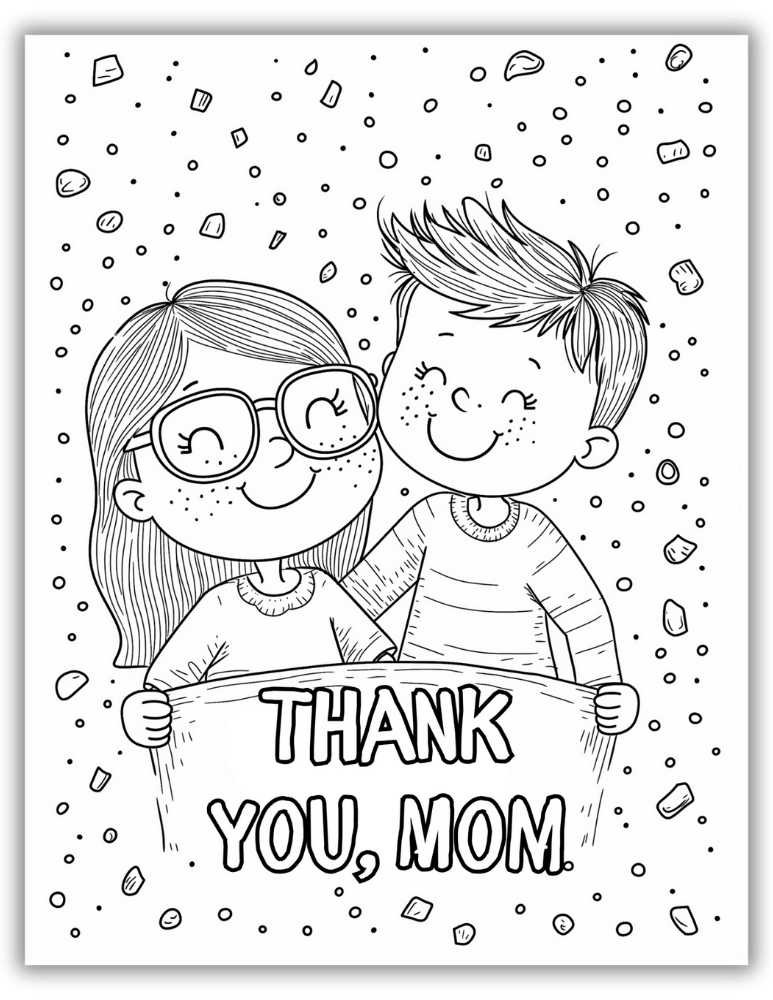 Mother's Day themed printable coloring page - Thank You Mom