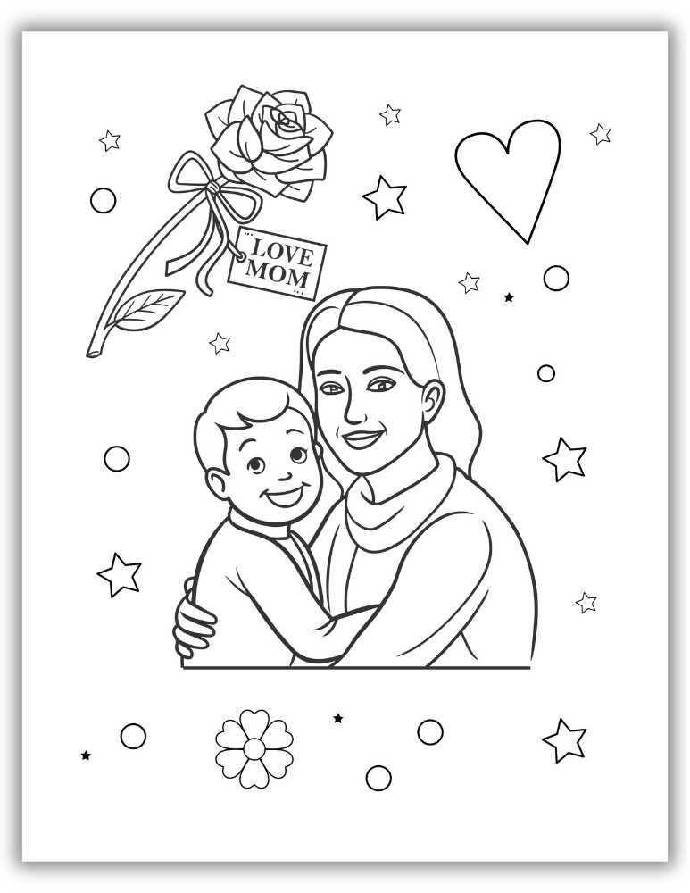 Easy Mother's Day coloring pages to print - Love Mom