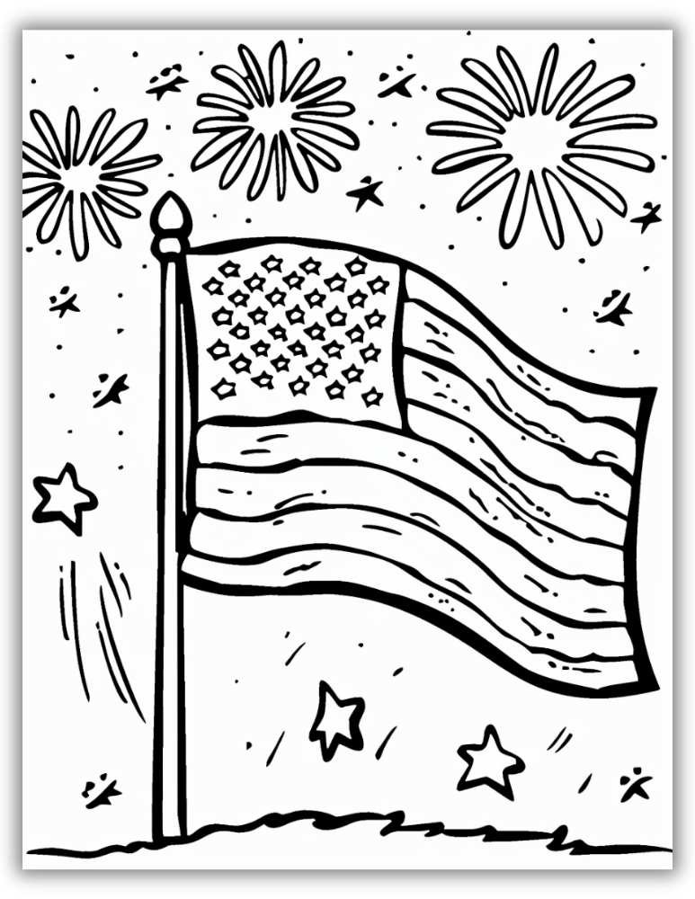 Happy 4th of July Coloring Page Free Download