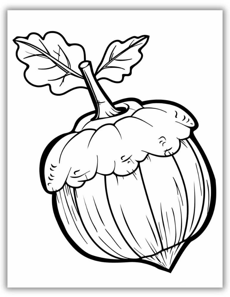 Fall-Themed Acorn Coloring Page For Kids
