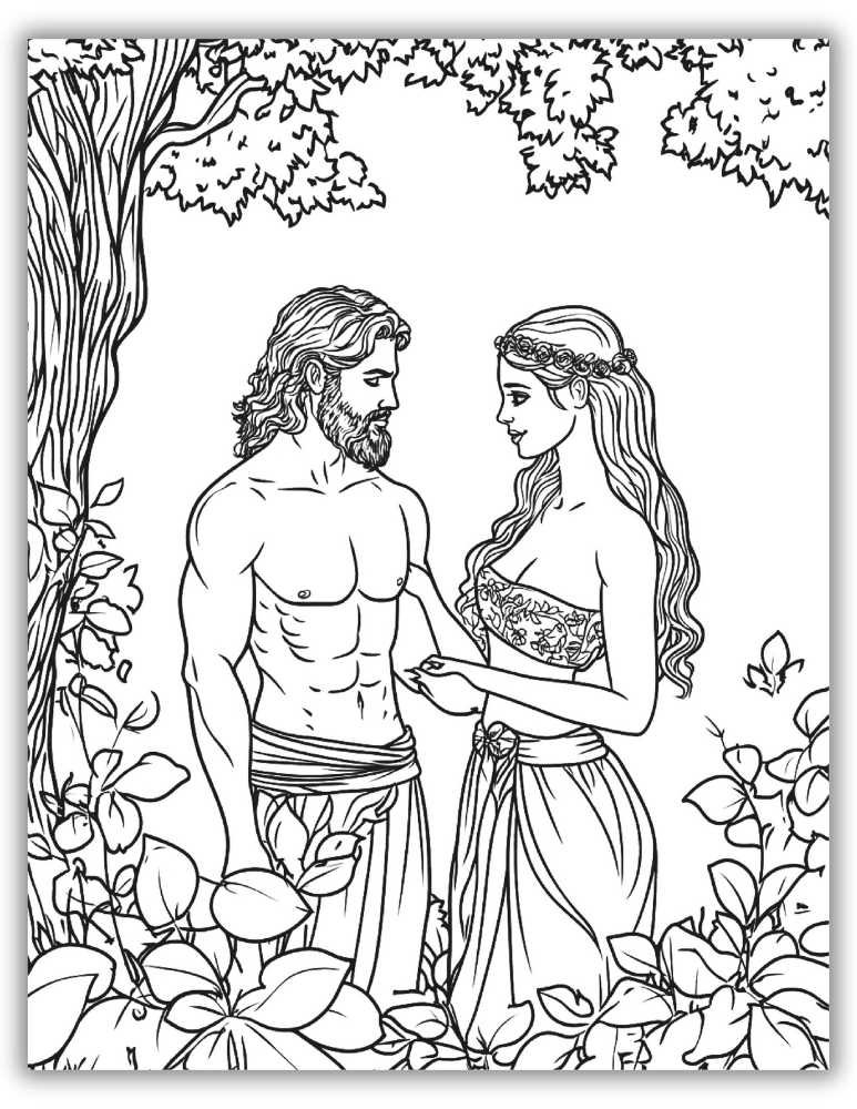 Genesis Story Adam And Eve Coloring Page