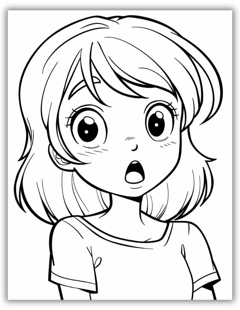 Realistic Girl Anime Portrait Coloring Page Printable