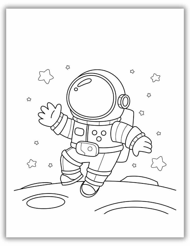 Astronaut Waving Hand Coloring Page Free Download