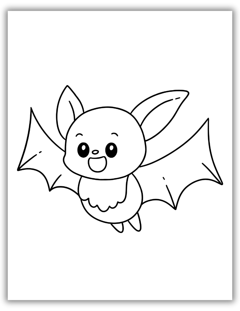 Bat Coloring Page Simple Outline