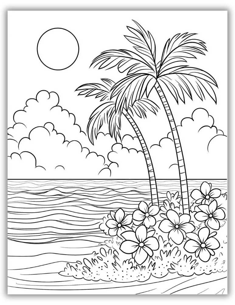 Simple and easy beach coloring pages for young children to enjoy