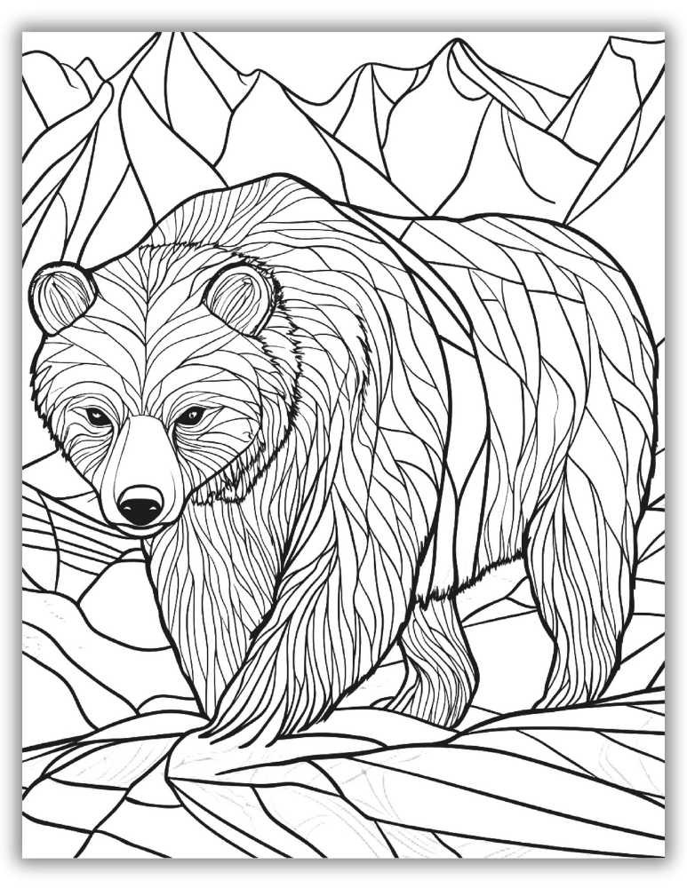 Detailed bear coloring pages with intricate patterns for coloring fun