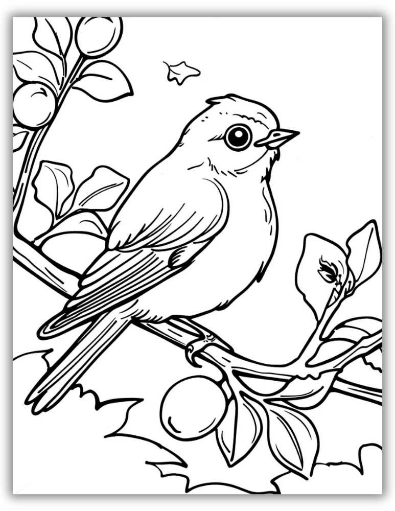 Cute bird coloring sheet with a minimal, easy-to-color outline, perfect for kids.
