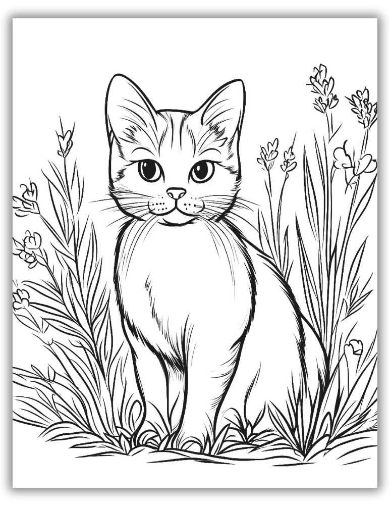 Adorable cat coloring page