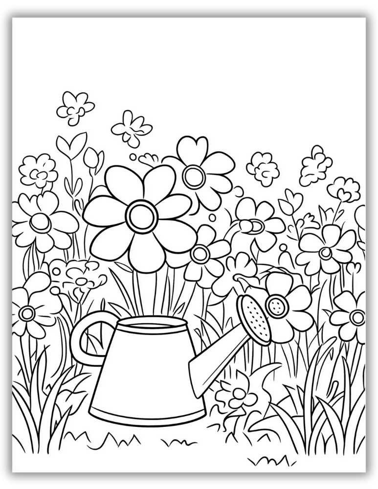 Spring Time in Garden Coloring Page