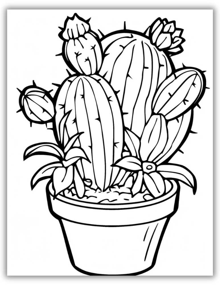 Cute cartoon cactus coloring page