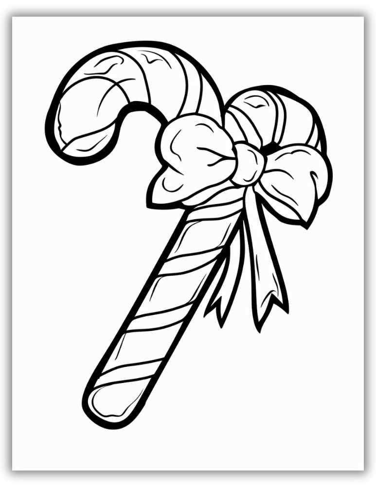 Candy cane with bow coloring page