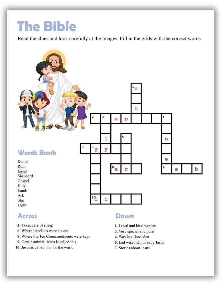 Fun Bible-themed word puzzle worksheet PDF