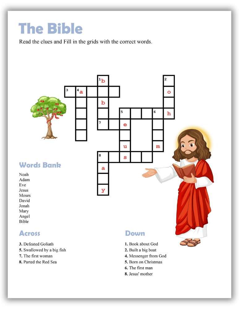 Bible trivia crossword printable with answer key