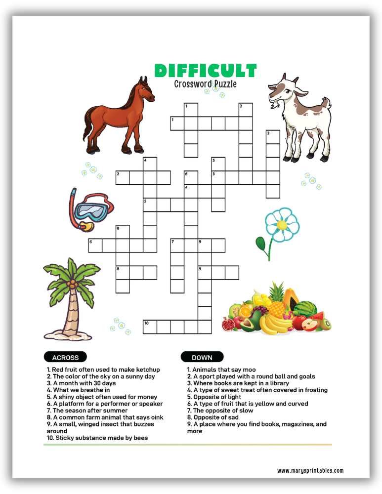 Printable brain-teasing crossword for puzzle lovers