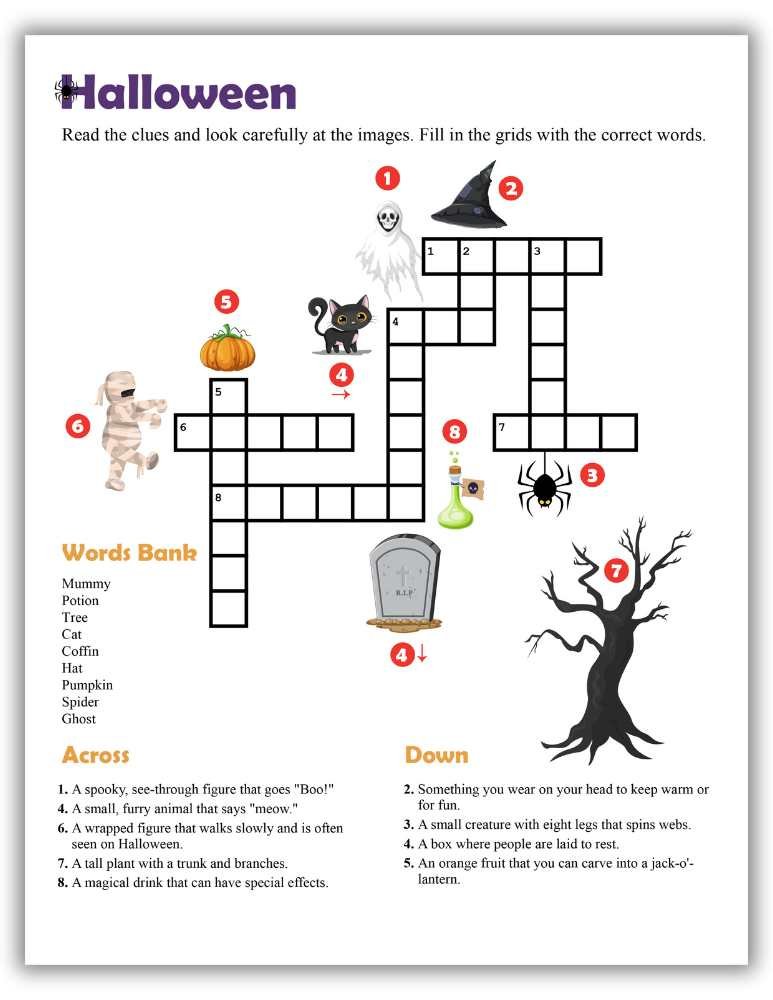Halloween word challenge printable puzzle