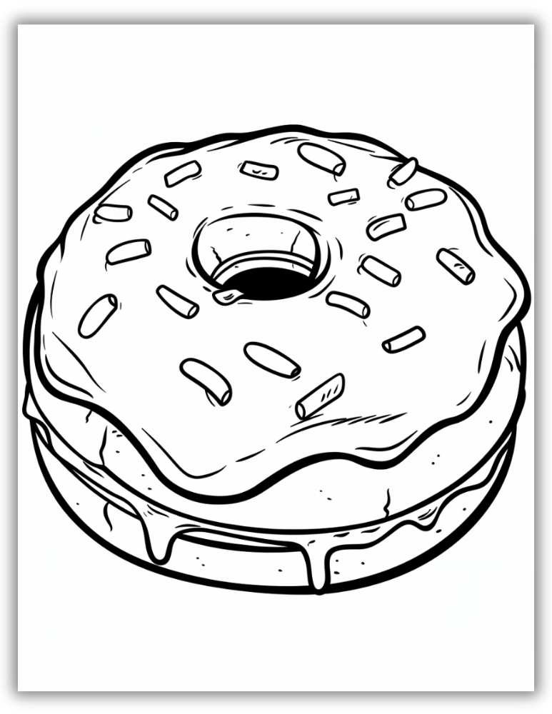 Cute Donut with sprinkles coloring page