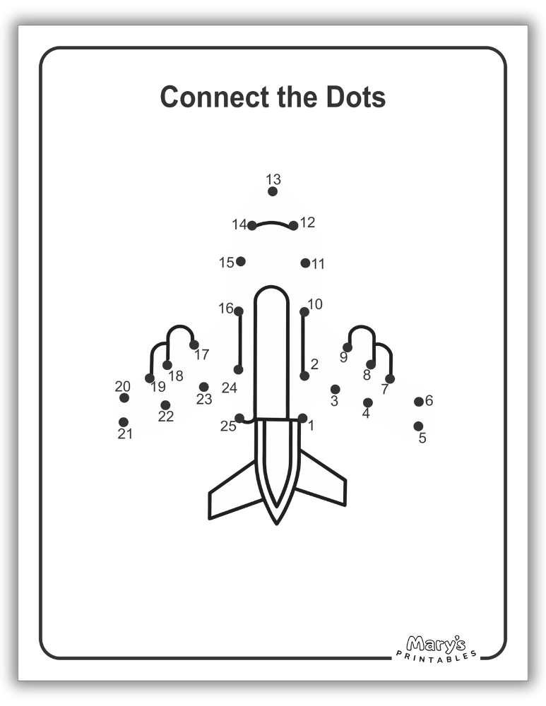Printable Dot to Dot for Free - Airplane
