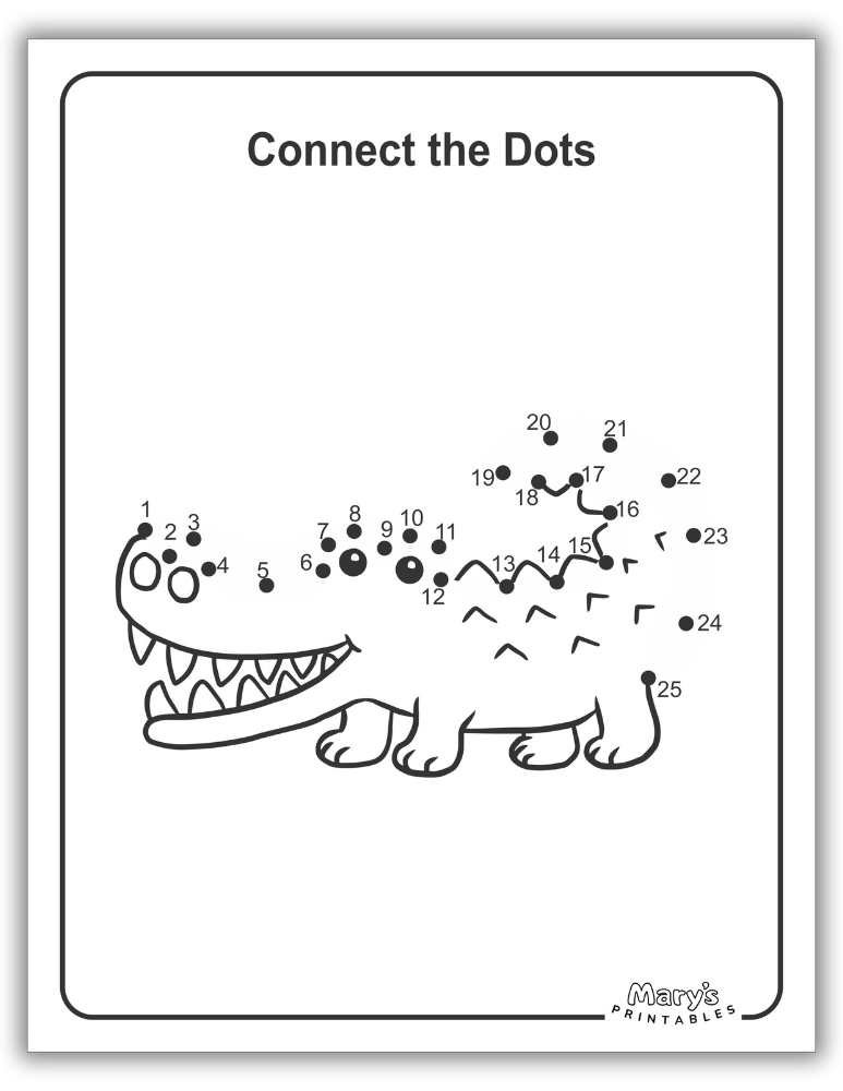 Printable Dot to Dot for Free - Crocodile