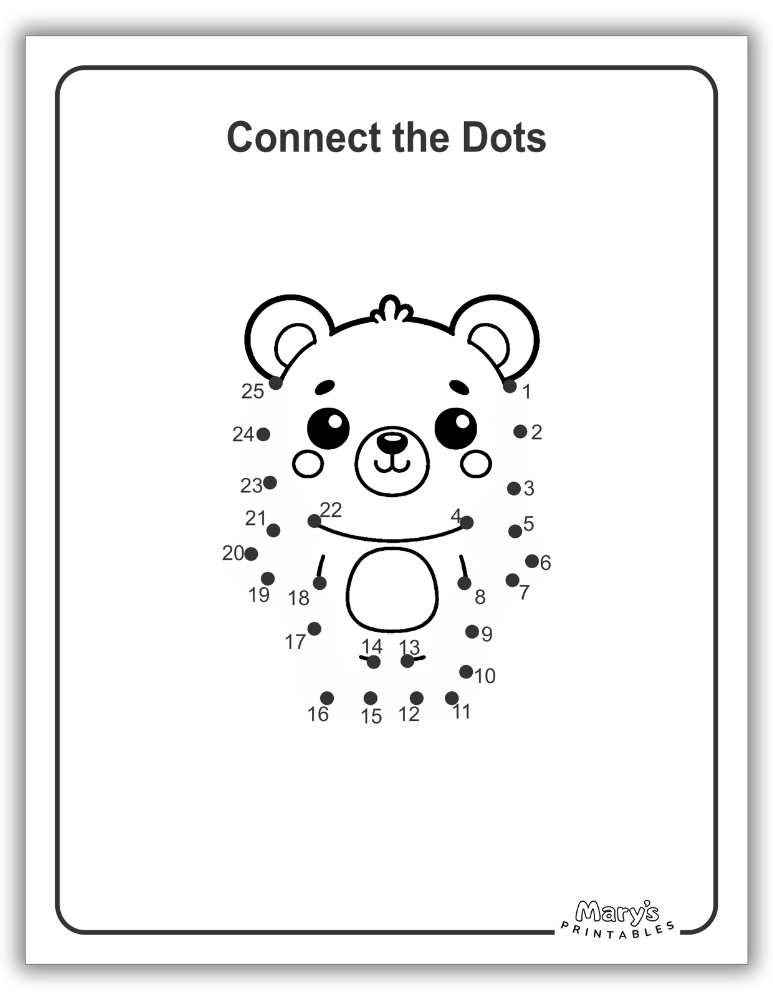 Printable Dot to Dot for Free - Teddy Bear