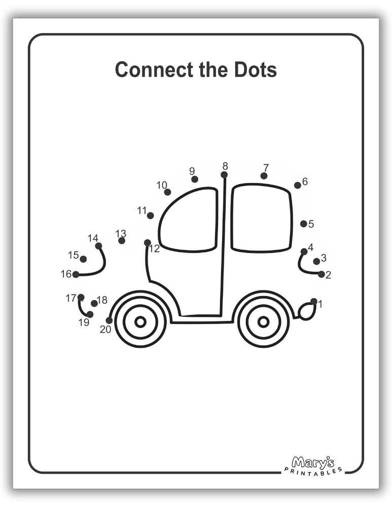 Printable Dot to Dot for Free - Car
