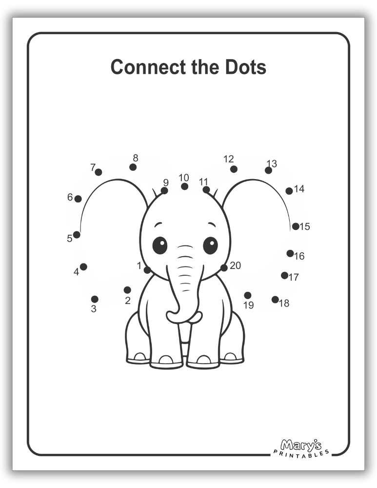 Printable Dot to Dot for Free - Elephant