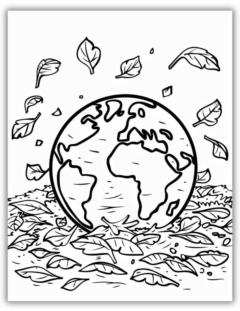 One-page Earth Day coloring sheet