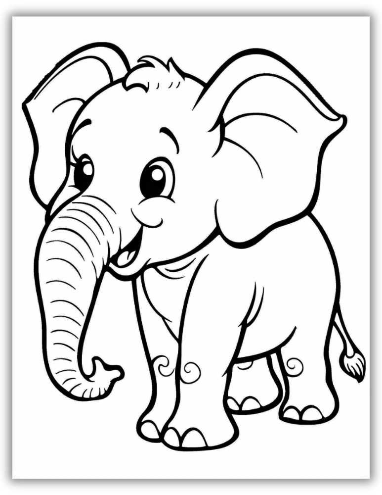 Smiling Elephant coloring page PDF