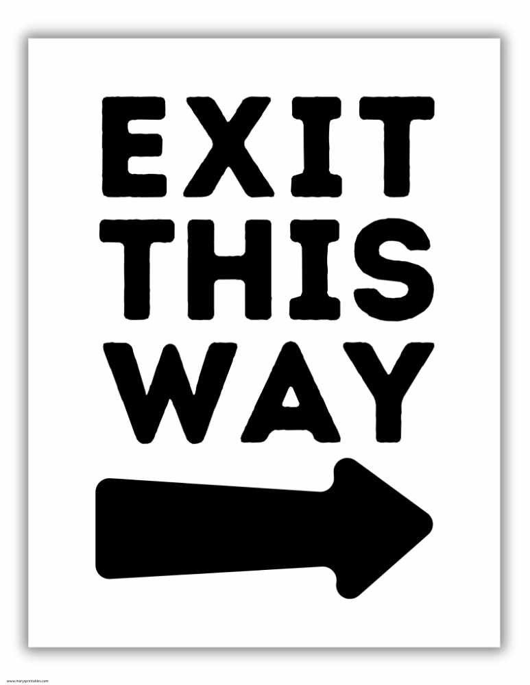 Printable Exit this way sign Black and White