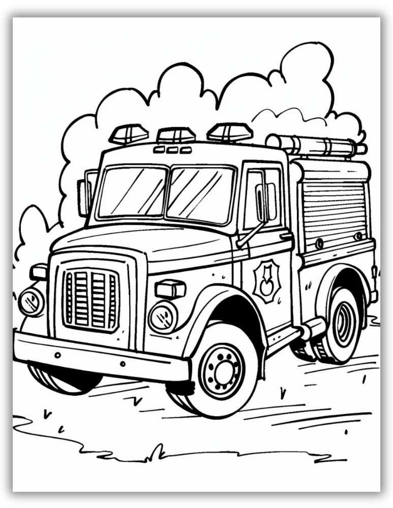 One-page fire truck coloring page