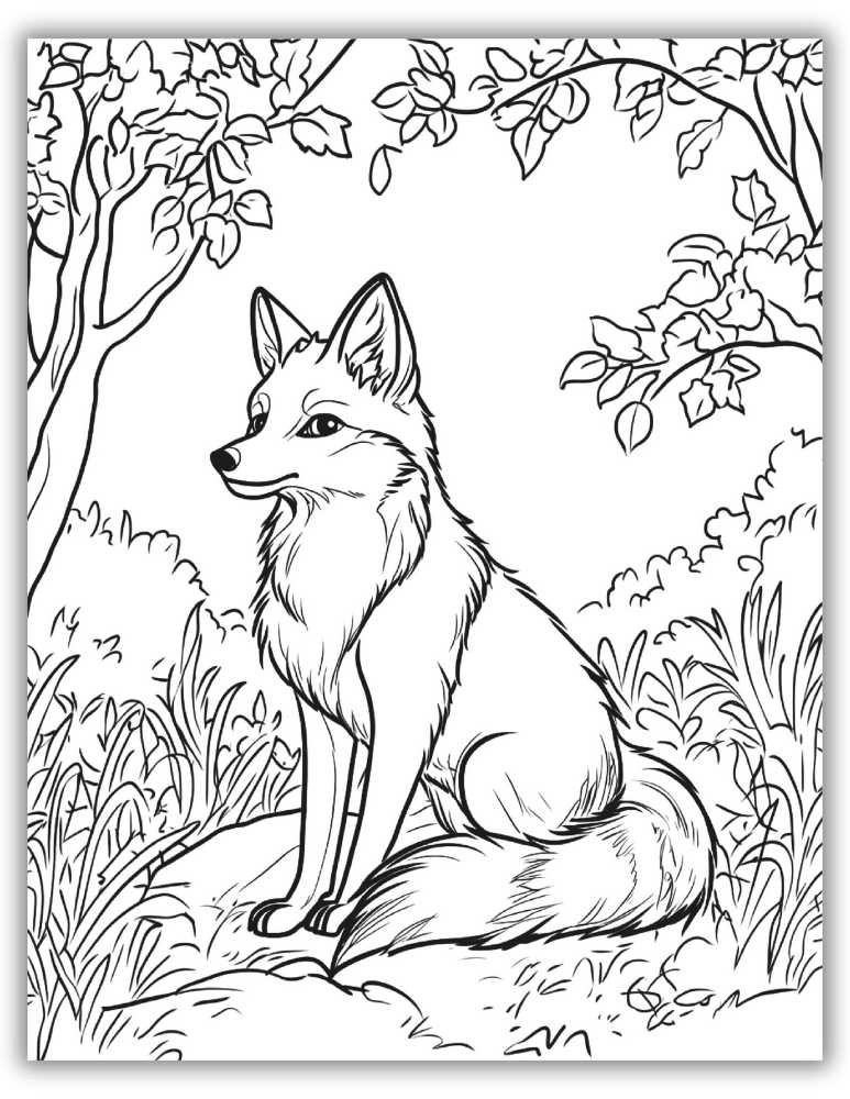 One-page fox coloring sheet for Free