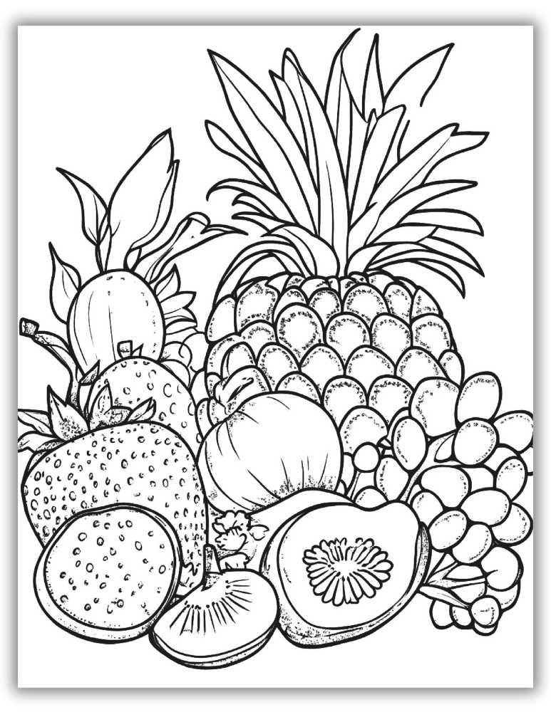 Healthy Fruits Free Download Coloring Page