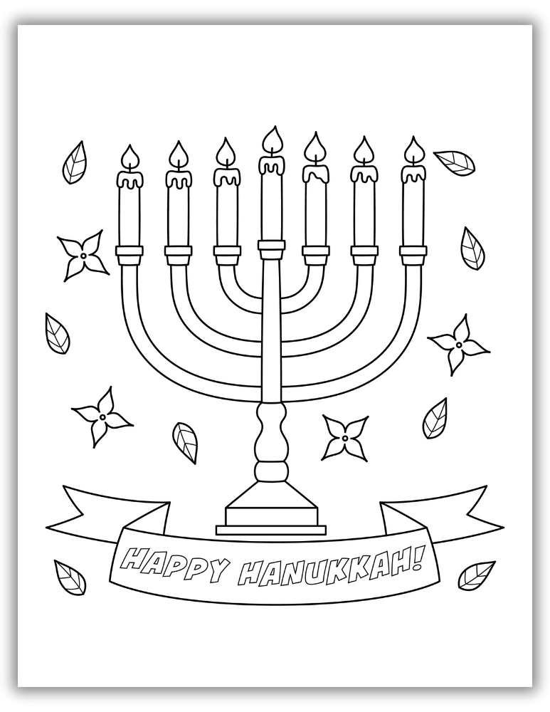 Free Hanukkah Lights Coloring Page