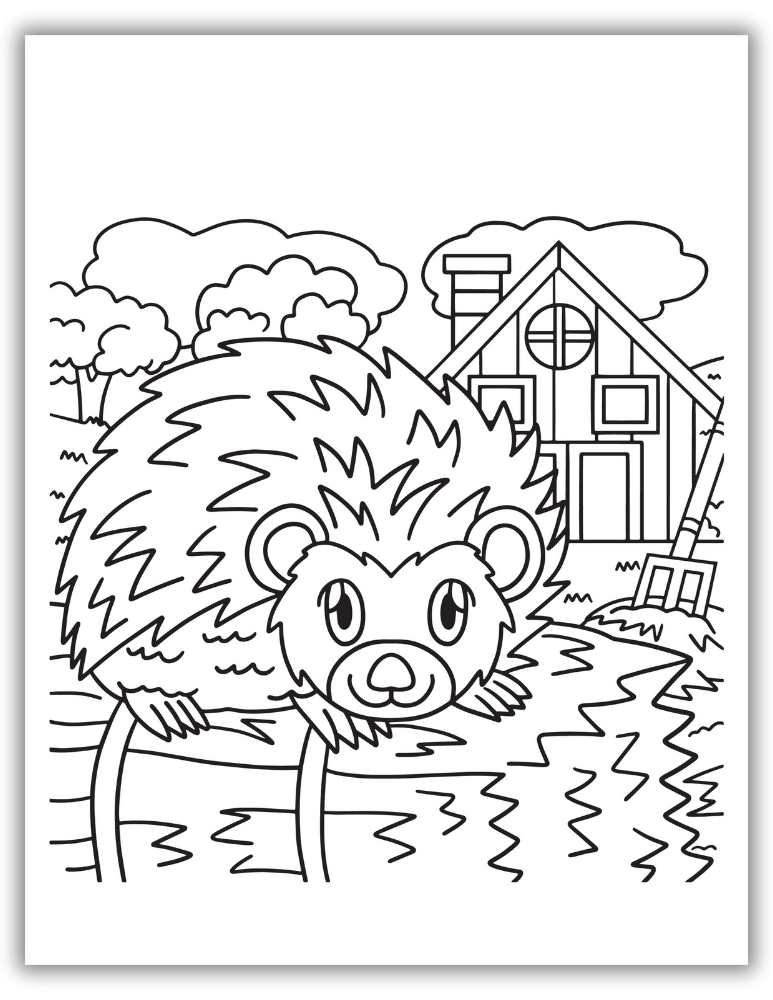 Hedgehog coloring sheet by a charming cottage