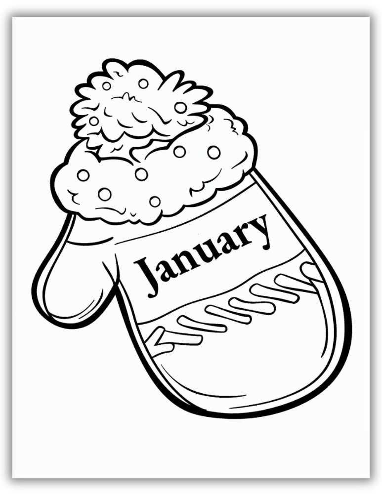 Cozy January Mitten Design – Printable Coloring Page