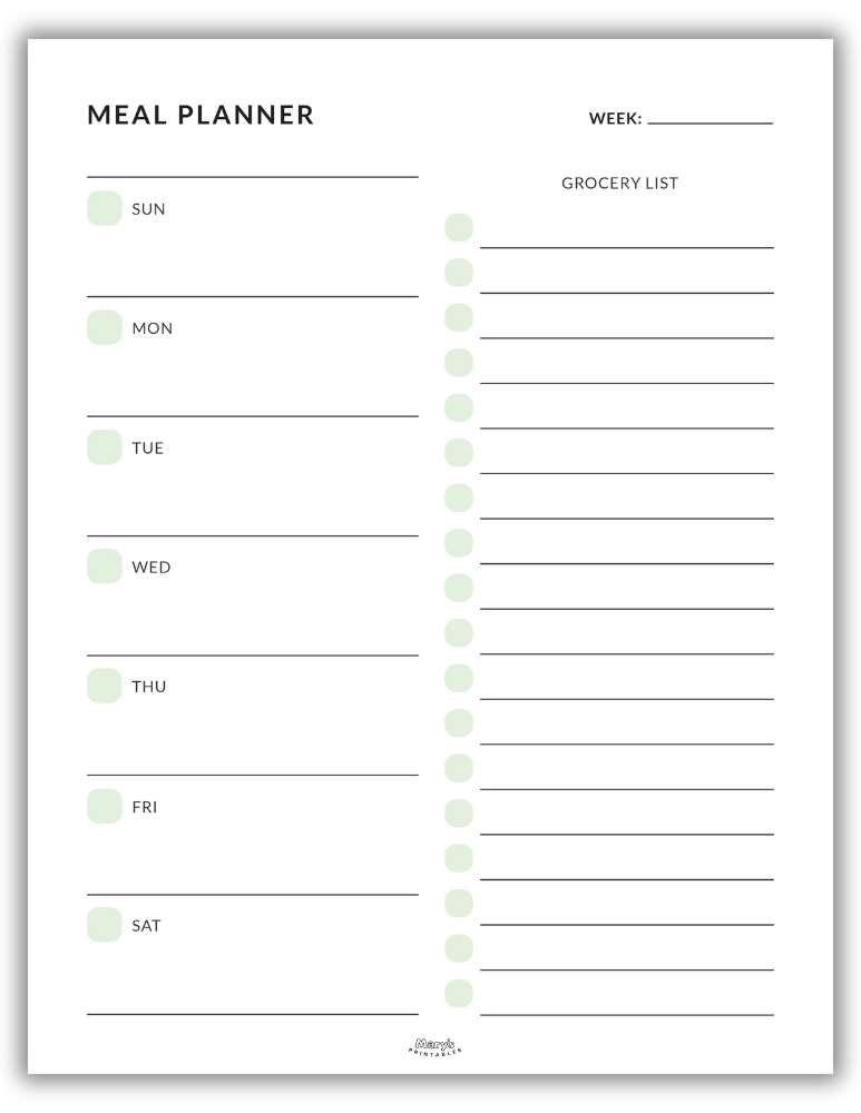 Grocery shopping list template in green