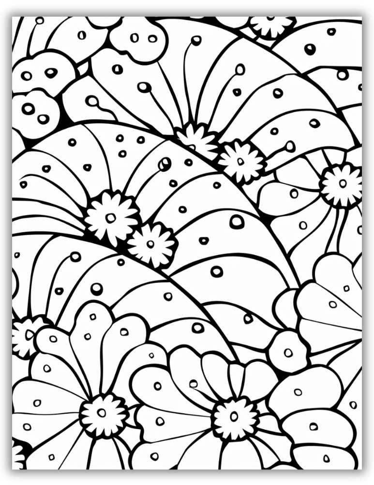 Intricate floral mandala design with layered petals and symmetrical details – free printable PDF coloring page for mindful relaxation and stress relief.