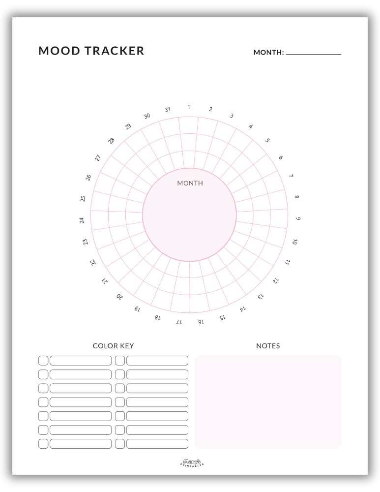 Mood Tracker Pink - Mood diary printable