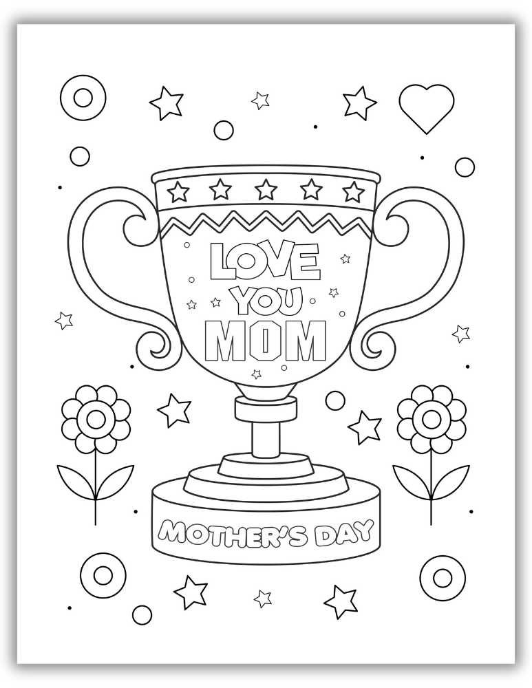 Cute Trophy coloring pages for Mother’s Day - Love you Mom