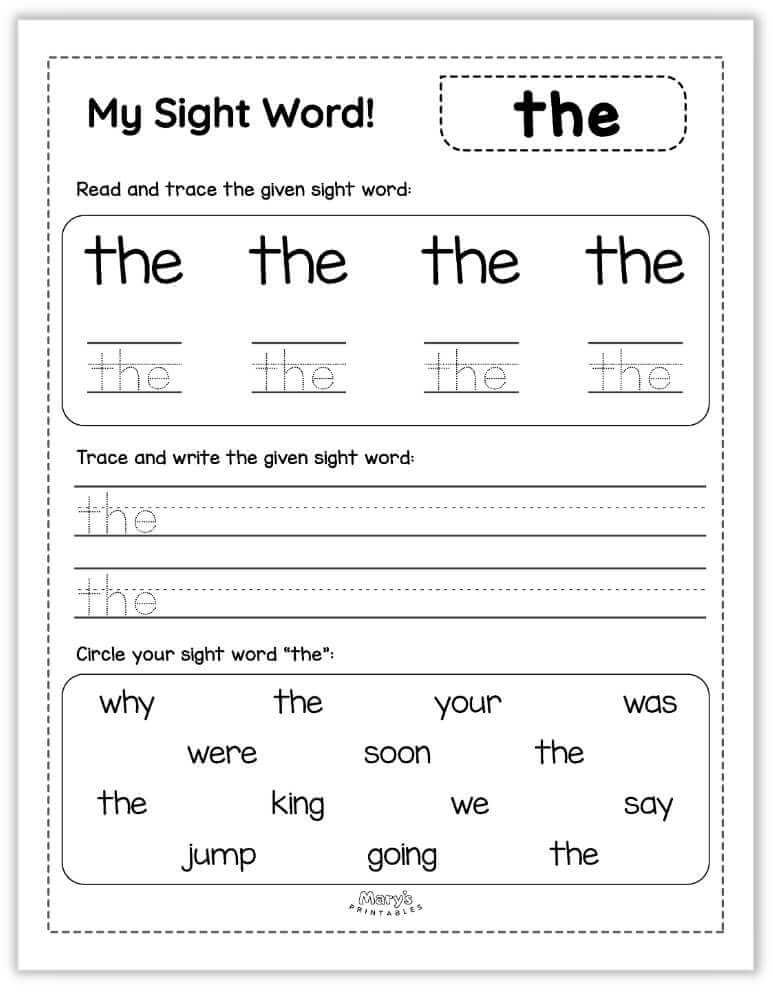 printable sight words - the