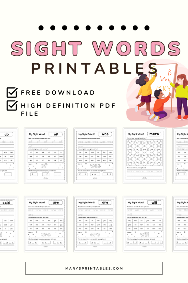 Printable Sight Words: 50 Free Worksheets for Early Readers