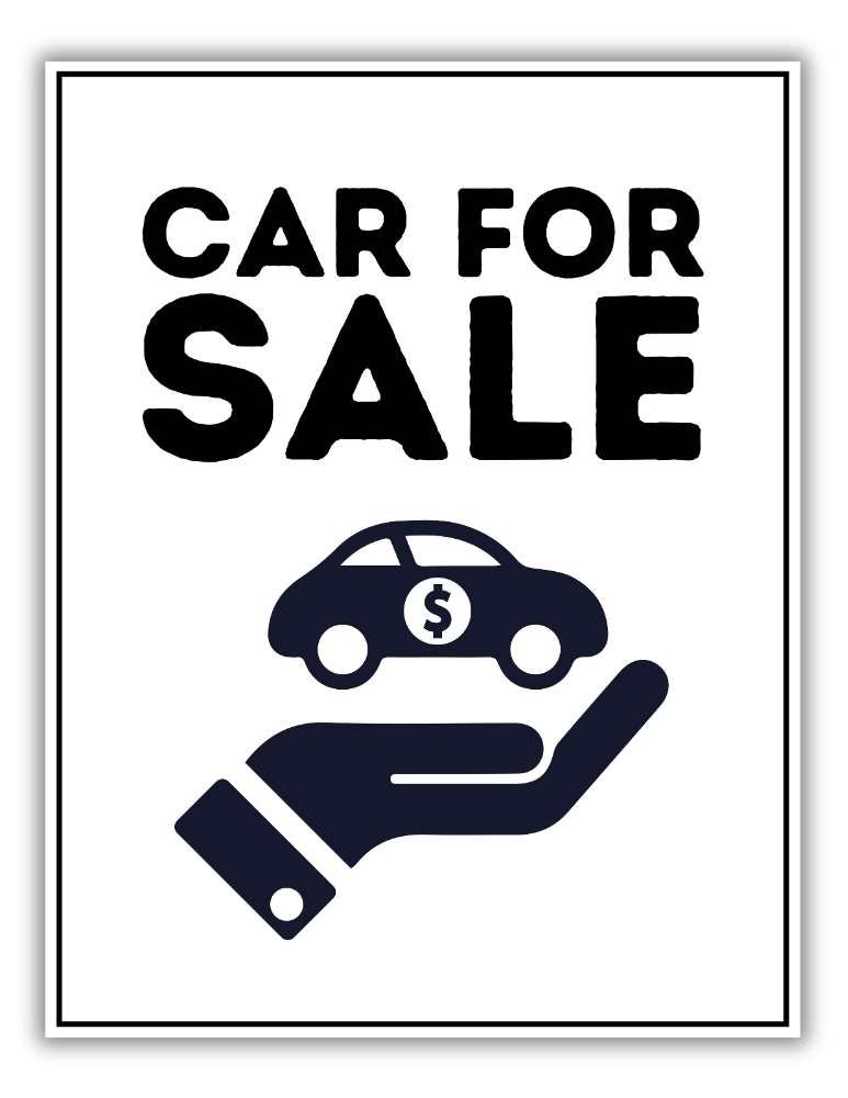 Classic Black And White Car For Sale Sign