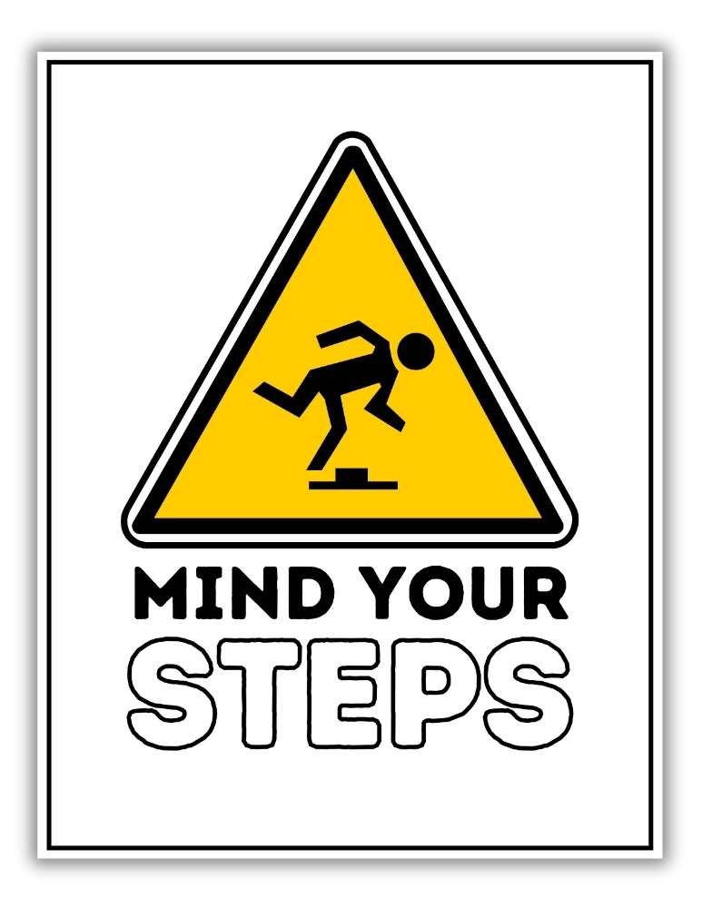Yellow Warning Mind Your Step Sign PDF