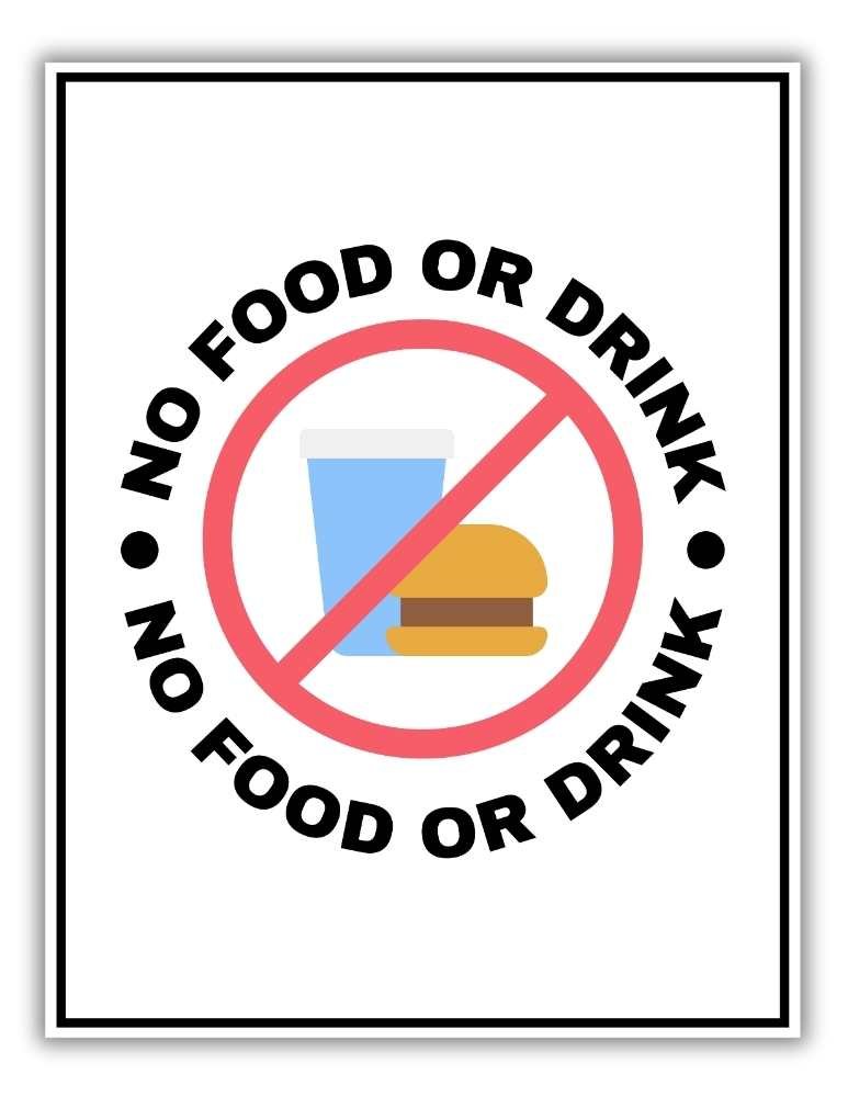 Free Printable No Food Or Drink Sign PDF