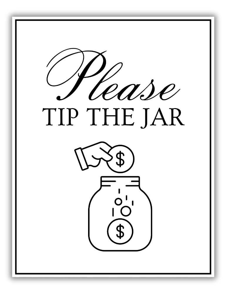 Cute Please Tip the Jar Sign With Cartoon Design PDF