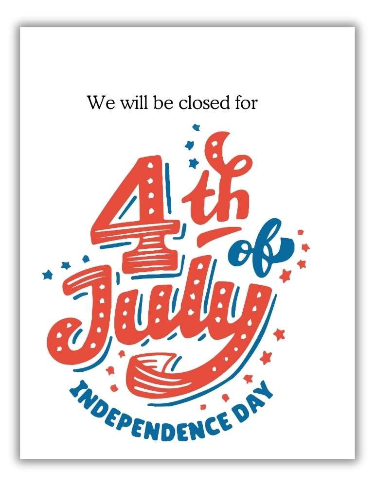 Free printable closed for 4th of July sign for businesses