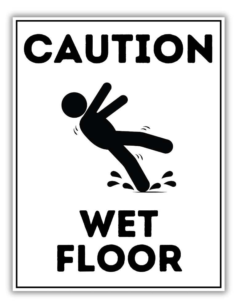 Black And White Wet Floor Hazard Sign Printable