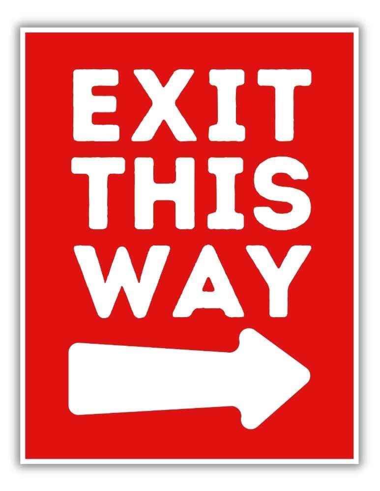 Printable Exit this way sign Red Background