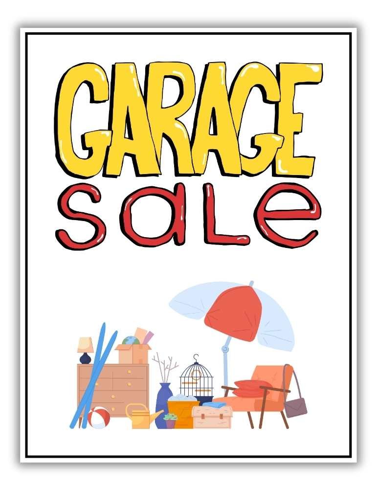 Large Bold and Colorful Garage Sale Sign Printable