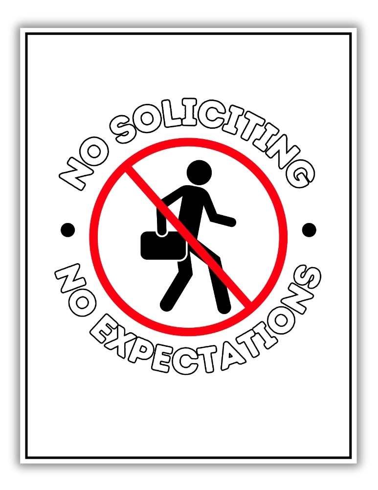 Black and White Free Printable No Soliciting Sign PDF