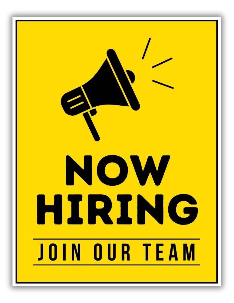 Cute Yellow Now Hiring Sign With Fun Font Printable